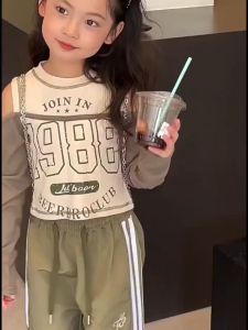 เสื้อผ้าเด็กผญ เสื้อแขนยาวเด็กผญ ดีไซน์ปาดไหล่เก๋ๆ สไตล์เกาหลีเสื้อเชิ้ตแขนยาวผ้าฝ้ายใส่สบายสำหรับเด็กผู้หญิง 231230