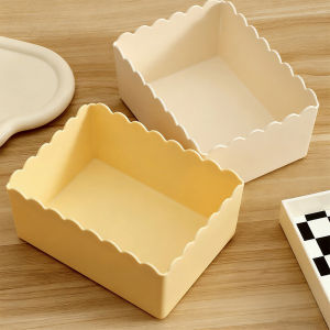 2PCS Solid Color Sundries Storage Box Cosmetic Box Bathroom Storage Basket Desktop Storage Box Home Office Storage Accessories