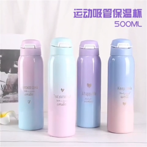 Tumbler Termos GRADASI SPORT Sedotan 500ml Stainlees Steel SUS 304 Anti Tumpah/ Thermos Bottle Hot & Cold -681 7C