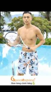 Quần bơi nam phom rộng Trustmen GLSWIM094 vải ít thấm hút mau khô in tinh tế