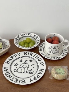 Cute Ceramic Plate Sugar Missions Home Use Graffiti Rice Bowl Yogurt Bowl Single Person Dining Utensils Cartoon Style