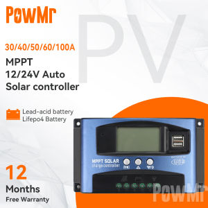 PowMr MPPT Solar Charge Controller 30A 40A 50A 60A 100A Dual USB LCD Display Auto 12V 24V Solar Cell Panel Charger Regulator with Load BL series