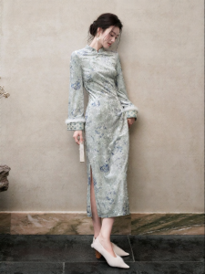 JK&JS | Velvet Cheongsam Dress with Lining