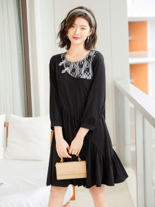 New 2024 Summer Womens Lace Splice Dress Buttoned Sleeveless Midi A-Line Gown Elegant Lady Commute Pure Color plus Size Flag Robe