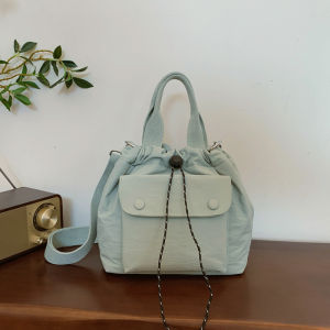 High Quality Fashionable Nylon Bucket Bag Drawstring Handbag Casual Crossbody Bag Korean Style Small Bag Versatile Leisure