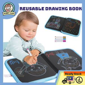 KOGGY Chalkboard Drawing Board 14 Page 12 Marker doodle book Party Present Portable Graffiti Board Children Coloring Book Reusable Multi Page Colour Book Portable Erasable Drawing Book Reusable Chalk Board Baby Kids Water Colour Pen Painting Board Buku