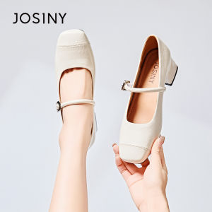 Josiny French Mary Jane Shoes Womens 2025 New Simple Match Pure Color Fairy Style Thick Heel Single Shoes Casual Fashion