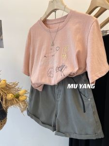 Extra Large Size 150.00kg Korean Style Age-Reducing Shoulder Short-Sleeved T-shirt Womens Summer 2024 New Arrival This Year Popular Beautiful Tops