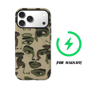 BILIBILI | Abstract Face Camo Phone Case for iPhone 18 17 16 15 14 13 12 11 Air Pro Max Plus Double-layer Cover