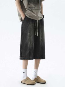 American Retro Seven-Five Mens Jeans Summer Thin Straight Loose Wide Leg Pants Teenage Trendy Casual Shorts Slim Fit Jeans