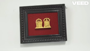 Teakwood Wall Frame with Brass Perumal Thayar 11x9 Inch | Premium Pooja Room Wall Decor