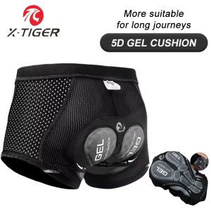 X-TIGER Men Cycling Underwear Shorts 5D Gel Pad Breathable Non-Slip Bike Shorts Bike Underpant MTB Road Bike Riding Shorts Boxer