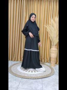Gamis Anak Perempuan Set Kerudung 3-15 Tahun Crinkle Airflow