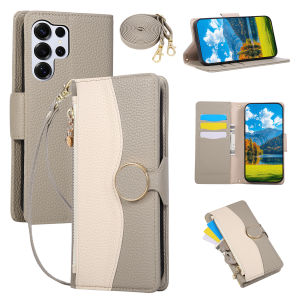 szhaiyu | Wrist Strap Zipper Leather Phone Case for Samsung S25 S26 S24 Ultra S21 FE S23 S22 Plus Note 20 Crossbody Wallet Cards Cover