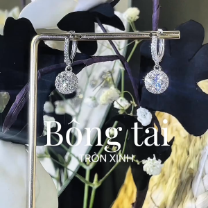 [Lockend] Bông tai dài tròn bạc 925 đính đá Moissanite cao cấp màu D có chứng chỉ GRA sang trọng lấp lánh