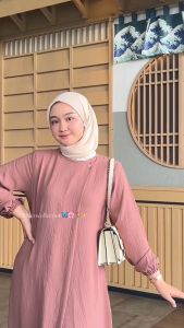 ARSYINTA DRESS CRINKLE AIRFLOW GAMIS POLOS REMAJA Kondangan TERBARU KEKINIAN LEBARAN 2025 Viral OUTFIT Kekinian simple dan modis bahan jatuh