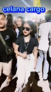 Celana Cargo Wanita Cewek Loose Kulot Panjang Jumbo Bahan Combet