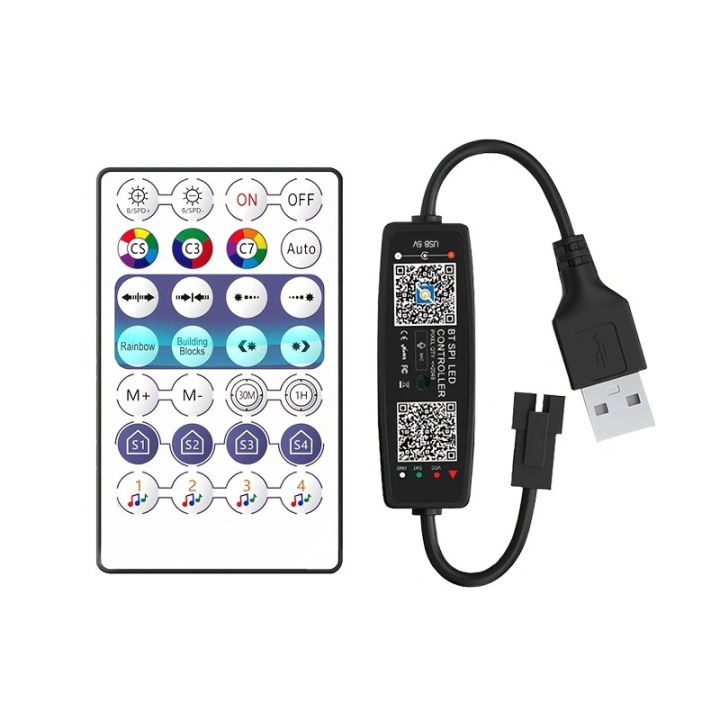 Bluetooth Âm Nhạc Ứng Dụng Điều Khiển WS2812B Dây Đèn LED Điều Khiển Ánh Sáng SK6812 WS2811 WS2812 USB 5V Có Điều Khiển Từ Xa Tương Thích Với Pixel Băng Đèn