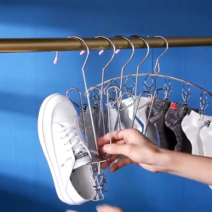 Stainless Steel Shoes Drying Hanger/Metal Hanging Shoe Organizer Space Saving/Bedroom Dormi Organizer Drying Racks