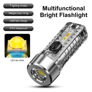 MINI Keychain light led Flashlight Rechargeable light powerful torchlight ultra bright Keychain Flashlight Emergency Light Multicolor Side Lights 7 Lighting Modes Strong Light 50000LM Flashlight Waterproof flash light Emergency Light