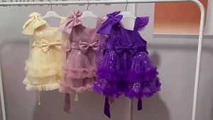 New Girl Dress baby One Shoulder Gauze Big Bow Performance Evening Host Party Birthday Suit Sleeveless Dress 0-5Y