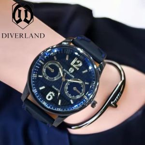 TERLARIS JAM TANGAN KASUAL PRIA / JAM TANGAN PRIA ORIGINAL / JAM TANGAN DIVERLAND DDG003 TALI RUBBER CRONO VARIASI