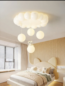 HUIPU ZHAOMING | Full Spectrum Cream Modern Simple Cloud Design Ceiling Light