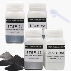3 LB Rock Tumbler Grit and Polish Refill Kit 4-Step Tumbling Media Coarse/Medium/Pre-Polished/Final Polish Silicon Carbide Gri
