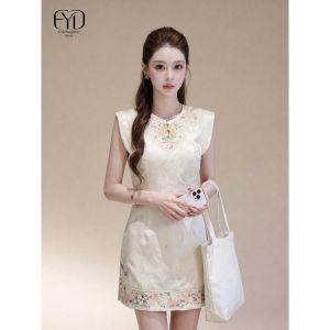 Elegant Luxurious Unique Sleeveless White Qipao Dress