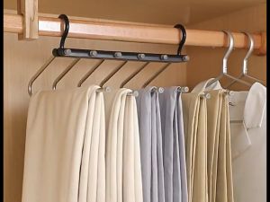 YINDIAO 5 In 1 Multifunction Pant Rack Towel Shelves Closet Organizer Stainless Steel Pants Hanger Wardrobe Adjustable Magic Trouser Rack Hanger Heavy Duty Hanger For Pants