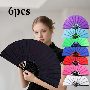 6pcs Folding Fans Plastic Handheld Multi-color Sports Fans Performance Wedding Party Accessories