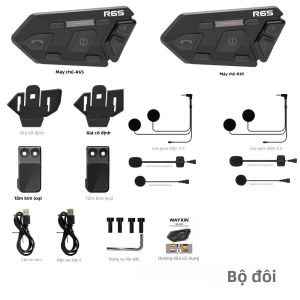 Tai Nghe Bluetooth 5.0 WAYXIN R6S Dành Cho Mũ Bảo Hiểm Xe Máy Tích Hợp Giảm Nhiễu DSP Hỗ Trợ 6 Người Đàm Thoại Chống Nước Nghe Nhạc MP3 GPS Phạm Vi Lên Đến 1200m