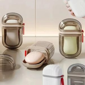 1PCS Portable Travel Soap Case Leakproof Plastic Soap Holder with Drain & Cover for Bathing And Traveling