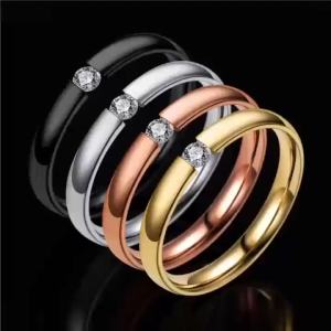 Stainless Steel Couple Rings with Inlaid Zircon Popular Daily Jewelry Gift Wholesale for Men Women