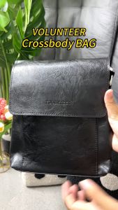 【Xmas GIFT】VOLUNTEER Business Casual Crossbody Big Size Waterproof Sling Bag PU Leather Texture Shoulder Bags for Men SP054