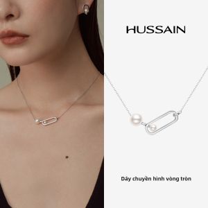 HUSSAIN | Dây Chuyền Hạt Ngọc Trai Nước Ngọt Bản Đồ Năm Mới 2026 Cho Phụ Nữ Bạc Sáng Dây Chuyền Clavicle Mặt Dây Chuyền Vàng Trắng