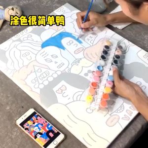 【Seasonal Sale】 DROFE Paint By Numbers 20x20cm Painting On Canvas DIY Paiting By Numbers With Frame Home living Decoration Gift