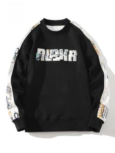 ROMON | Loose Fit Mens Long Sleeve Sweatshirt Romon Spring Autumn New Style Casual Printed T-shirt Base Shirt Fashionable Top