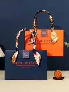 Handheld Orange Ice Skin Egg Yolk Paste Box 80g6 Pieces Mooncake Packaging Box Kitchen Baking Tools DIY Pastry Packaging Box