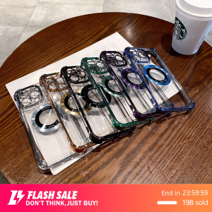 🇹🇭iCase 🔥สินค้าขายด🔥เคส ไอโฟน 13 หรูหราชุบสำหรับ Magsafe กรณีที่ชัดเจนสำหรับ iPhone 16 15 13 12 11 14 Pro Max กันกระแทกกันชน.ส่งจากไทย24ชม