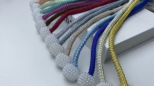 MI-C1231 Tali Pengikat Gorden Mutiara Model Klip Pengait Hordeng Curtain Ball / Tali Tirai Jendela