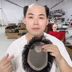 TSE Mens Hair Patch Real Human Hair Top Toupee Breathable Invisible Hair Replacement For Bald Forehead