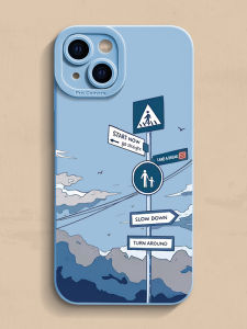 Creative Personality Sunny Road Sign iPhone Protective Case Anti-fall Simple Cartoon Style Silicone Material Eco-friendly