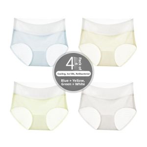 Miiow | Antibacterial Ice Silk Seamless Triangle Panties Thin Breathable Summer Underwear For Women Comfortable Mid Waist Cotton Lining