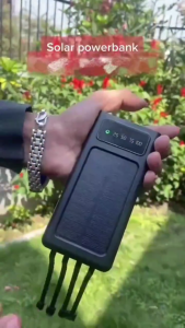 Original Solar Power Bank 100000mAhBuilt-in 4 Cables Power Bank Fast ChargerLED Light PowerBank