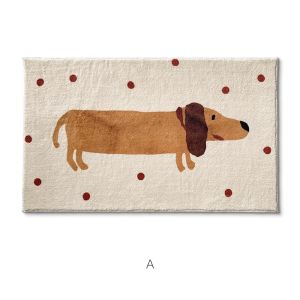 VIKAMA Dog Imitation Cashmere Washed Back Mat Moisture-Proof Machine Washable Door Mat Toilet Non-Slip Foot Mat Home Decoration