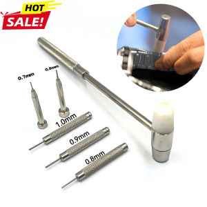Watch Repair Tool KitWatch Band Removal Tool Set with 0.7-1.0mm Spring Bar Removal Pins and Small Rubber Hammer Maintenance Kit