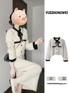 YUEZHONGWEI | Korean Style Autumn Winter Womens Set Cashmere Sweater Skirt