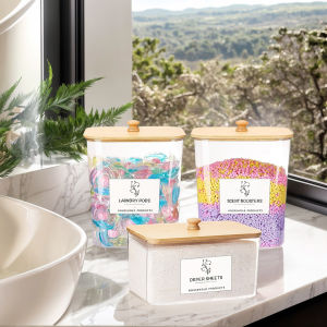 3 Pack Laundry Room Organization Storage Containers Clear Laundry Pod Containers Dryer Sheet Holder with Labels for Detergent