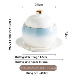 Bát Sứ Hấp Soup Tròn có Nắp